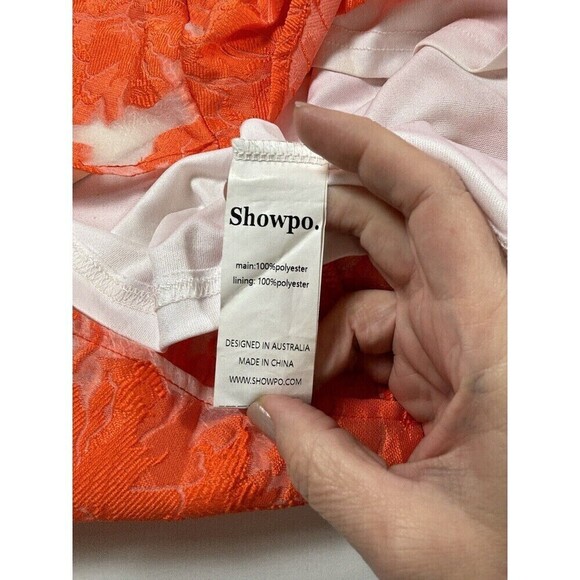 Showpo Hailey Brailey One Shoulder Mini Dress Orange White Sheer Floral 4 - Picture 9 of 16